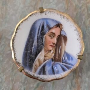 Vintage Miniature Decorative Plate, Virgin Mary